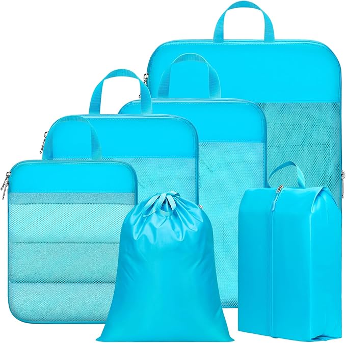 Cambond Compression Packing Cubes for Travel Women - Expandable Travel Bags Luggage Organizers Travel Essentials Compression Cubes for Travel Carry on Suitcases Organizer