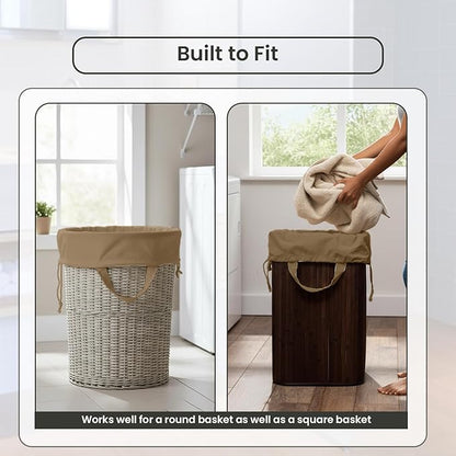 LFH Home Cotton Canvas Large Laundry Bag with Handle, Heavy Duty Drawstring Closure Washable Laundry Bags, School Travel, Home, Hotel, College Dorm, Organizer Sack, Toys Clothes 24x36-Beige