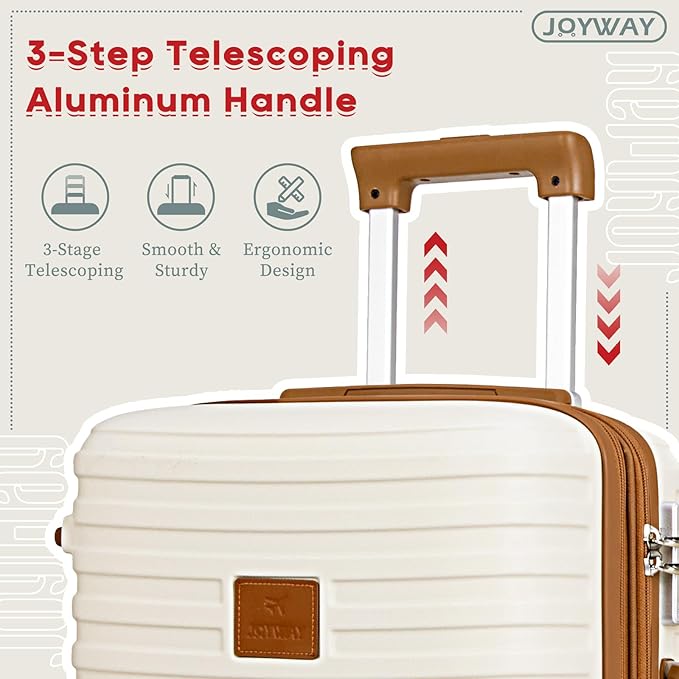 Joyway 28 Inch Luggage with Spinner Wheels, Lightweight Hard Shell Large suitcase, 3 Piece Luggage Sets with TSA Lock, White