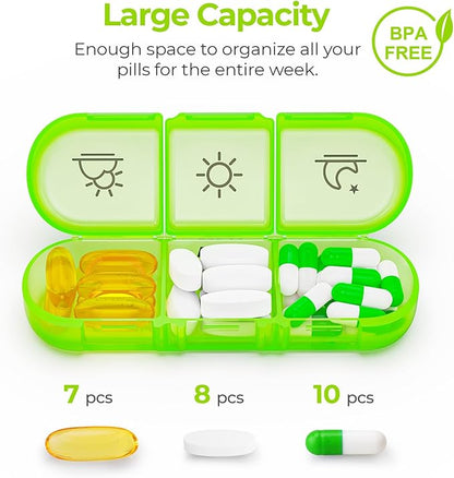 AUVON Weekly Pill Organizer 3 Times a Day, Large 7 Day Pill Box 3 Times a Day with Separate Container, Portable Pill Case for Medication, Vitamins, Fish Oil and Supplements