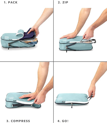 Compression Packing Cubes Set for Travel - Lightweight, Durable Clothes Organizer for Carry-On Luggage and Suitcases by TRIPPED Travel Gear