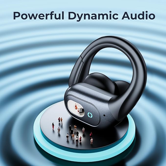 occiam Active Noise Cancelling Earbuds Wireless Bluetooth Headphones Ear Buds 90Hrs Playback Stereo Bass Earphones with Mic Over-Ear Hooks IPX7 Waterproof Headset for Work Sports Running Gym Black