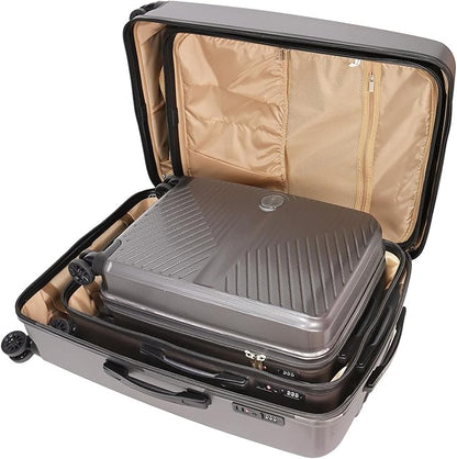 Luggage Set 3 Pieces -Suitcase Set - Carry on Luggage with Wheels - Check-in Luggage - PC + ABS Durable Suitcase Rotating Silent Wheels 3-Piece 20/24/28 Grey