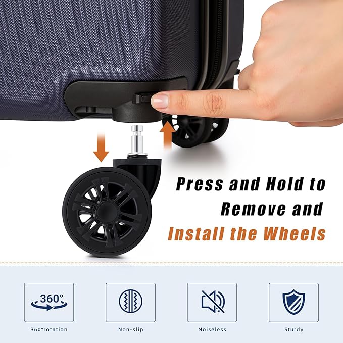 Expandable Luggage Sets 5 Piece,Suitcases with Detachable Wheels,ABS Hard Case Luggage with TSA Lock Spinner Wheels,Carry On Luggage Set