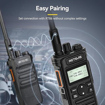 (2nd Gen RT86) Retevis RT86S Walkie Talkies with Shoulder Mic, Long Range 2 Way Radio with LCD Screen, Group Call, Type-C Charging, NOAA, Heavy Duty Two Way Radio, Business Radio for Industry(4 Pack)