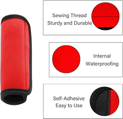 Luggage Handle Wraps, Soft Travel Bag Handle Cover, Padded Handle Grip, Suitcase Tags Identifiers for Travel Accessories, Red, 2pcs