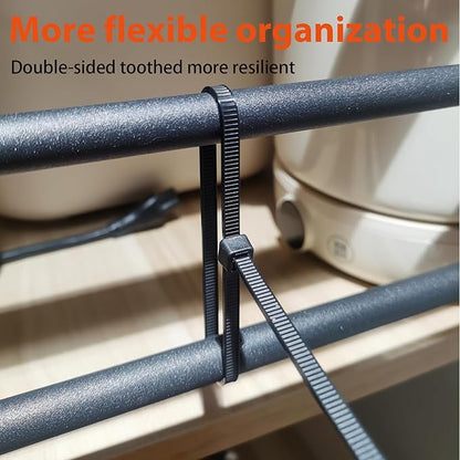 8 Inch Zip Ties Double Sided Toothed (Bulk 2X1000 Pack Black),65lbs Tensile Strength Heavy Duty Cable Wire Ties with Self-Locking Adjustable Nylon Tie Wraps for Indoor Outdoor (Patented Design)