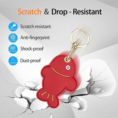 Leather Keychain Case Holder Compatible with Apple AirTag, GPS Airtag Keychain Finder Tracker with Key Ring, Anti-Scratch Protective Air Tag Cover