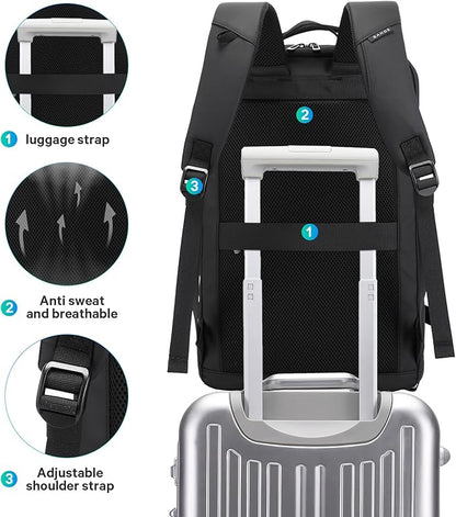 BANGE 40L Travel Backpack with Shoe Compartment, Large Capacity Weekender Bag Daypack Fits 17.3 Inch Laptop, Carry-on Luggage Backpack with Water Bottle Holder for Traveling, Hiking, Business