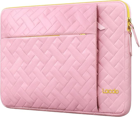 Lacdo Laptop Sleeve Case for 16 inch New MacBook Pro M4/M3/M2/M1 Pro/Max A3403 A3186 A2991 A2780 A2485 2024-2019 | 15 inch Microsoft Surface Laptop 7th Copilot+PC/6/5/4/3/2/1 Computer Bag, Sakura Pink