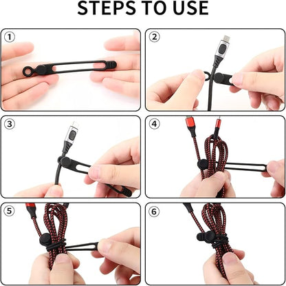 35pcs Silicone Cable Ties,Reusable Cable Management Organizer, Wire Ties，Travel Cord Ties，Cord Organizer for Bundling Cable Cords in Home,Office,Kitchen,School(5 Colors)