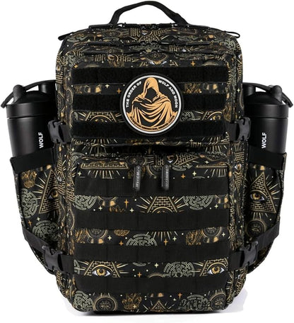 WOLFpak 35L Athletic Gym Backpack - Durable 1000D Waterproof Oxford Material with MOLLE Webbing, Laptop Pocket & Dual Cup Holders, Durable Fitness/Travel/Military Daypack (Illuminati)