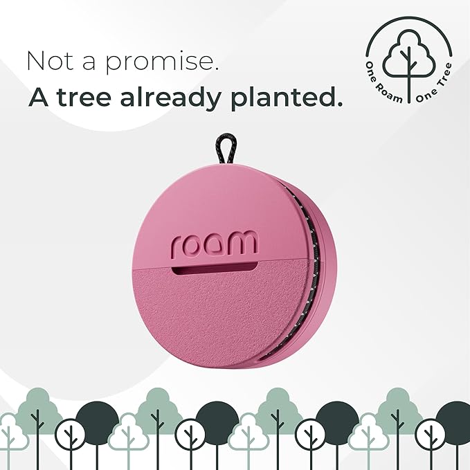 Roam Smart Tracker | Eco-Friendly Travel Tracker with Built-in Elastic Strap | QR Lost & Found, Global Find My Network | Replaceable Battery | No Extra App or Subscription Needed | 2-Pack, Pink