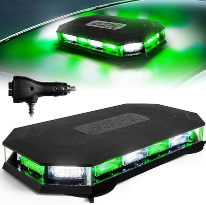 ASPL 16.5 Inch Roof Top Beacon Emergency Strobe Light 56 LED Magnetic Warning Caution lights bar Traffic Hazard Plow Light for Trucks Vehicles Construction Snowplow (Green/White)