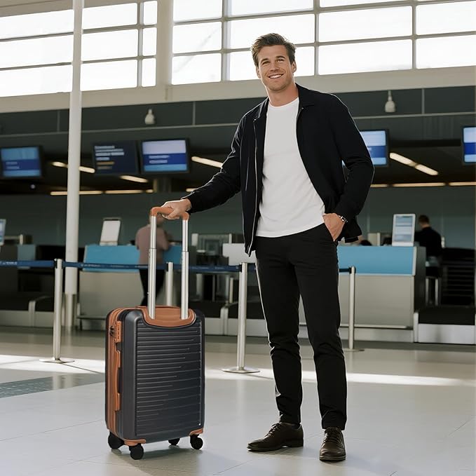 OUZZO Luggage Sets 3 Piece Expandable Suitcase Sets with Double Spinner Wheels Hardshell Lightweight PC Checked Luggage set TSA Lock for Family Trips, Business,Vacation