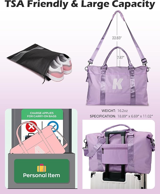 Gifts for Friends Female Mom, Initial Travel Duffel Bag, Gym Bag, Duffel Bag,Personalized Weekender Bag，Friend Wedding Girlfriend Birthday Gifts for Women Gifts for Teen Girls (Letter Y)