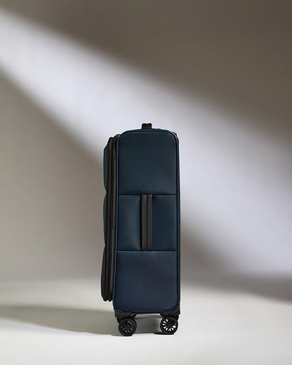 ANTLER - Soft Stripe Medium Luggage - 27" Softside Suitcase, Adjustable Handle, 4 Spinner Wheels, Lightweight, Expandable, TSA Lock - Recycled Polyester Luggage - 71cm, Indigo Blue
