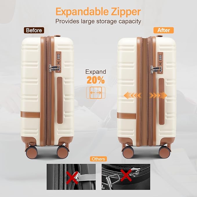 Luggage Sets with spinner wheels, PC+ABS Hard Shell Travel Luggage,Lightweight Carry-on suitcases with TSA Lock,YKK Zippers(Black, 6 piece set(14/20/24/28/DB/TB))