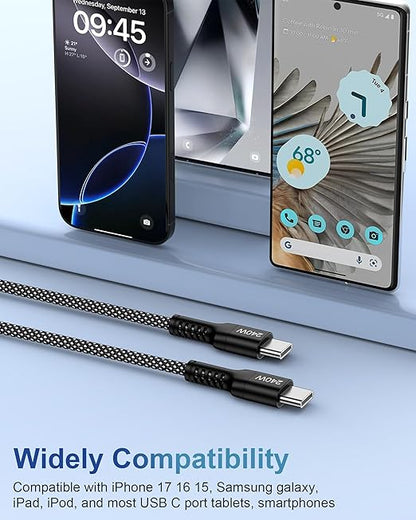 240W USBC Charger Cable Android Fast Charging C Type Cord for Motorola Moto G Play, Moto G 5G Stylus Power Pure, Edge/Edge+ Razr/Razr+, One 5G, USB C to USB-C Power Cargador Samsung Galaxy A17 A16 S25
