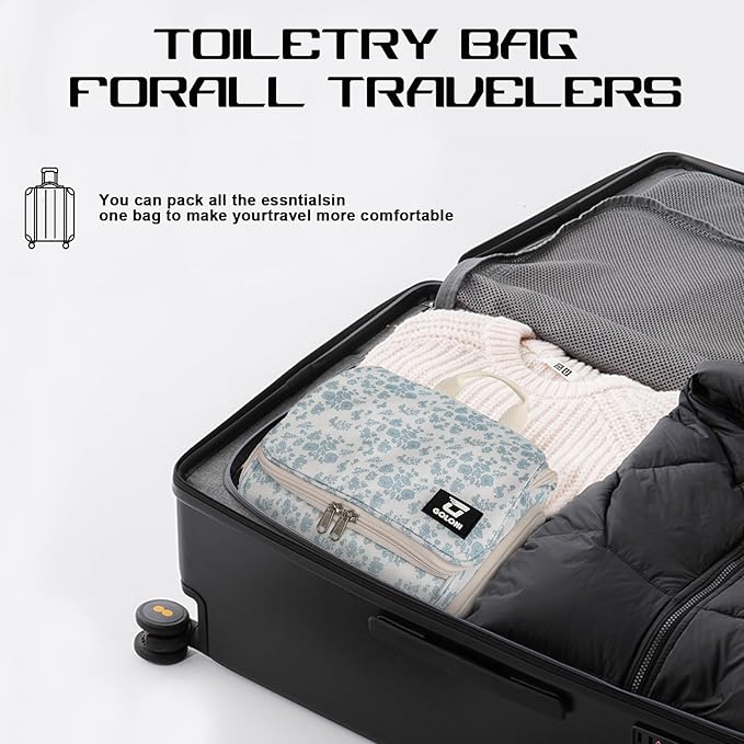 Goloni 10-Compartment Hanging Travel Toiletry Bag for Men & Women - Large Makeup & Toiletries Organizer with Smooth Zippers,XXL Swivel Metal Hook - Perfect for Travel, Camping, and Daily Use