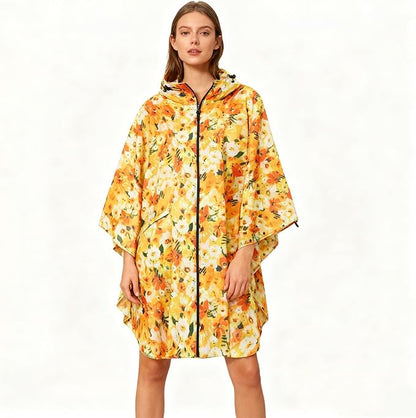 Hooded Rain Ponchos for Adult - Rain Coat and Rain Jacket with Waterproof Pocket and Zipper