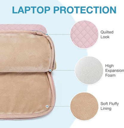 BAGSMART Laptop Sleeve for 15-inch New MacBook Ai ir M2 A2941 2023, Laptop Carrying Case Compatible with 15.6 inch HP,Dell,Acer Aspire,Asus Notebook,Laptop Protective Case with Pocket,Handle, PInk
