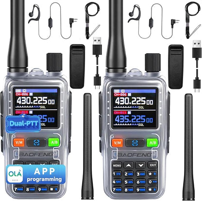 BAOFENG UV5RMINI Two Way Radio NOAA Weather Radio Dual PTT 999CH Survival Radio APP Programming Copy Frequency Ham Radio