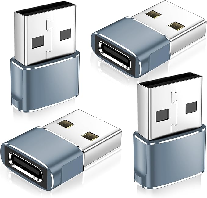 𝟒𝐏𝐚𝐜𝐤 𝐔𝐩𝐠𝐫𝐚𝐝𝐞𝐝 USB to USB C Adapter,Type-C Female to A Male Car Charger OTG Converter for Apple Watch Ultra 8 9 10,iPhone 16 15 14 13 Pro Max,Samsung S24,Nintendo Switch,AirPods,iPad,Car