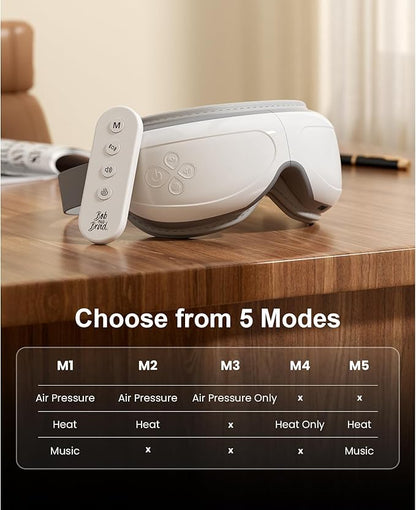 BOB AND BRAD Heated Eye Massager with Remote Control - EyeOasis 2 Plus for Migraines & Dry Eye Relief - Electric Eye Mask with Compression & Music - FSA Eligible Christmas Gifts for Women Men Mom Dad