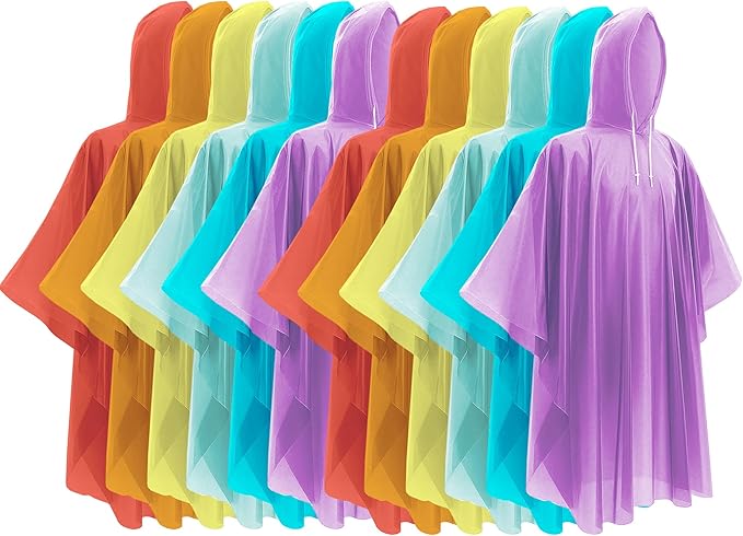 Hitituto Rain Ponchos for Adults - Extra Long Emergency Poncho with Hood, 6/12/24 Family Pack Raincoat, Home Survival Kits
