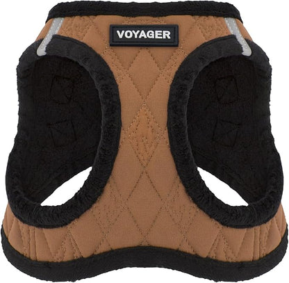 Best Pet Supplies - All Weather Mesh/Plush, Reflective, No Pull Harness for Small, Medium Dogs, Cats - Secure with Hook & Loop Fastener, Buckle, Double D-Rings - Beige Plush, L