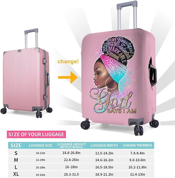 Travel Suitcase Protector Light skin african american Elastic Protective Washable Luggage Cover With Concealed Zipper Suitable For 18-32 Inch (M (for 22--24 inch luggage))