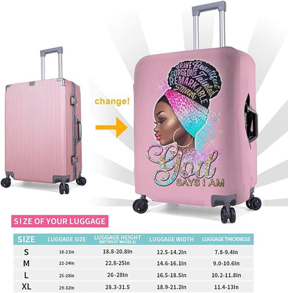 Travel Suitcase Protector Light skin african american Elastic Protective Washable Luggage Cover With Concealed Zipper Suitable For 18-32 Inch (L (for 25--28 inch luggage))