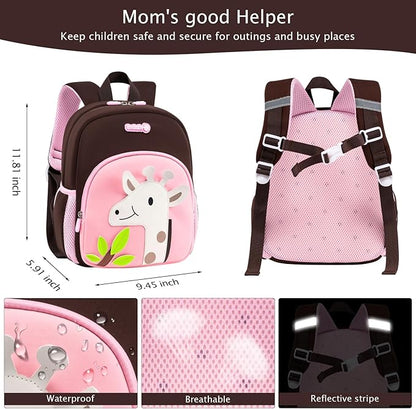 Padgene Toddler Harness Backpacks Safety Leash Kids Anti Lost Kindergarten Preschool Backpack Neoprene Lightweight Animal Schoolbag 3D Cartoon Dinasour Mini Travel Bag for Boys Girls Ages 3-5