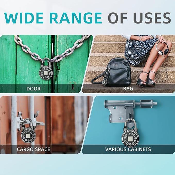 SFW Fingerprint Padlock,Bluetooth Pad Locks with Code, Water Resistant Smart Padlocks with Mobile App.Suitable for Gyms, Sports Facilities, Bicycles, Schools, Luggage and Lockers (Silver)