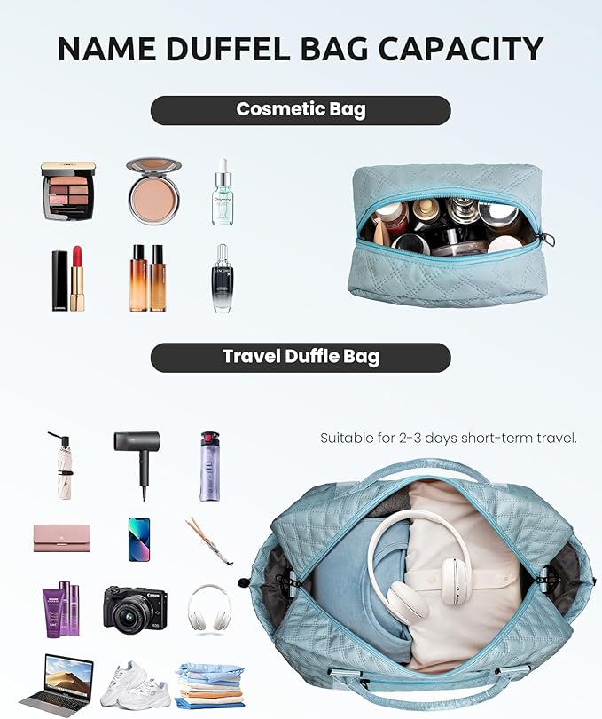 Birthday Gifts for Women-Initial Duffle Bag, Personalized Monogram Overnight, letter Travel Bag with Shoe Compartment and Makeup Bag