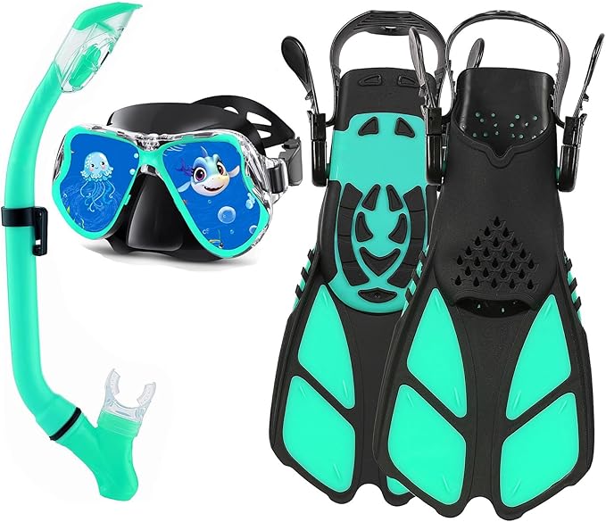Snorkeling Gear for Adults with Fins Scuba Diving Gear Adult Professional Travel Snorkel Sets with Flippers,Anti-Fog Anti-Leak Diving Mask
