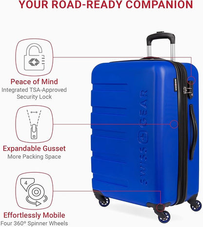SwissGear 7366 Signature Hardside Expandable Luggage with Spinner Wheels, TSA Lock, Cobalt, Checked-Medium 23-Inch