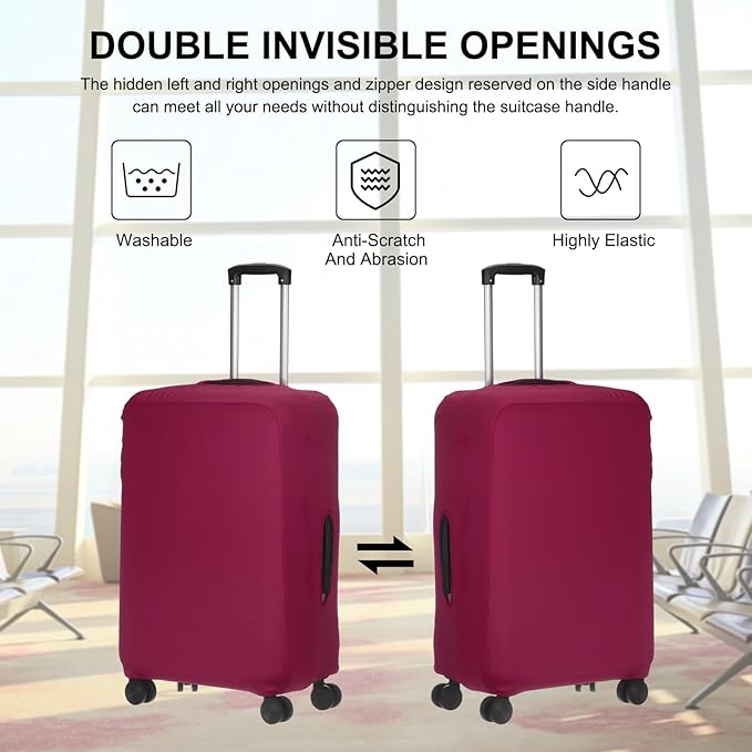 uxcell Travel Luggage Cover, Washable Suitcase Covers for Luggage Anti-scratch Suitcase Protector Elastic Baggage Protective, Fits 26-28 Inch Suit Case, Purple Red
