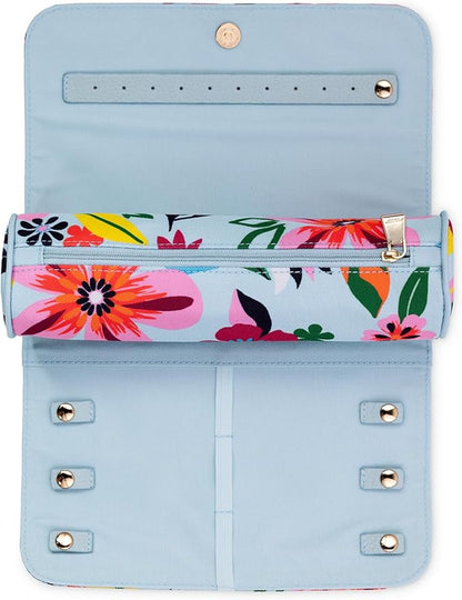 kate spade new york Travel Jewelry Case Organizer, Fabric Jewelry Box for Women, Cute Jewelry Organizer Holds Necklaces, Rings, Bracelets, Small Jewelry Roll (Safari Floral)