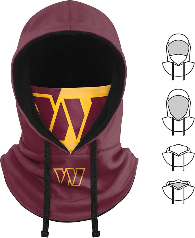 NFL Team Logo Team Color Drawstring Winter Cap Hooded Gaiter Balaclava Face Cover
