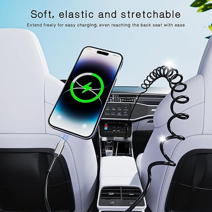 USB C to C Cable,2Pack 3FT Coiled Fast Charging Type C Charge Cord for Car USB-C Cables Compatible with iPhone 16 15 for Samsung Galaxy S20 S10 S9 S8 Plus Note 10