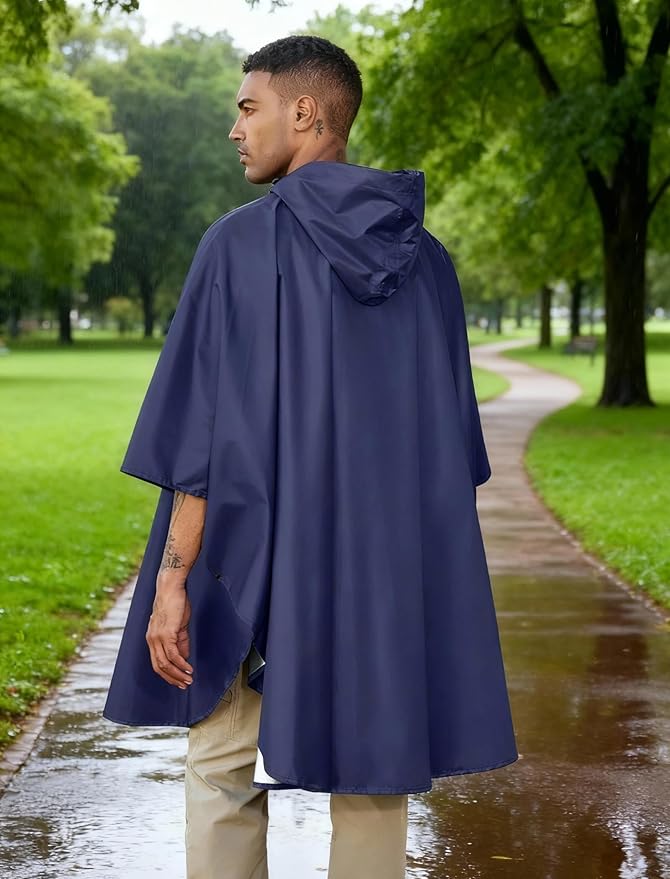 COOFANDY Rain Ponchos for Adults Full Zip Lightweight Rain Jackets Waterproof Packable Raincoats with Hood Hiking Camping