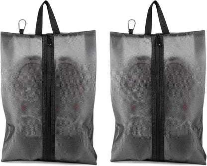 2 Pack Shoe Bags for Travel, Sneaker Bags, Waterproof Travel Shoe Bags with Zipper for Packing, Golf Shoe Dust Bags for Man and Women, Large, Black