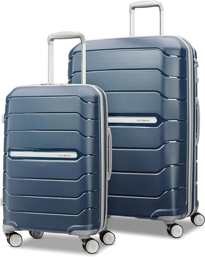 Samsonite Freeform 2-Piece Luggage Set - Carry-On & Large Checked Luggage with Dual Spinner Wheels - Durable Polypropylene Hardshell - TSA Lock, Airline-Approved - Expandable Hard Shell - Navy