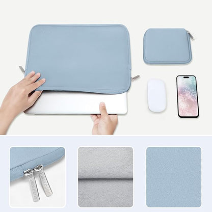 MOSISO Laptop Case 14 inch, 14 inch Laptop Sleeve Bag Compatible with HP Lenovo Dell ASUS Acer, HP Stream, Dell Latitude, Lenovo IdeaPad, Neoprene Computer Sleeve Bag with Small Case, Airy Blue