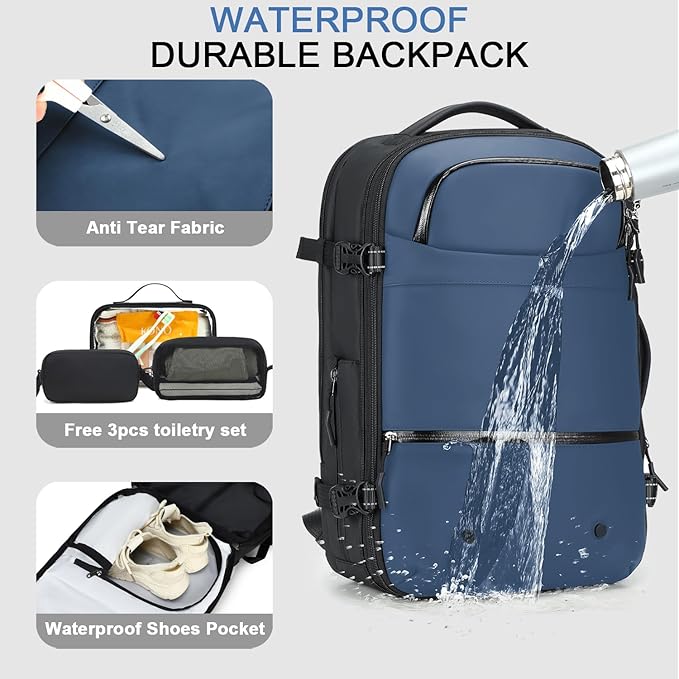 SOAEON Vacuum Backpack with Pump,Waterproof Underseat Carry on Bag with Vacuum Seal Compression Backpack for Airplane
