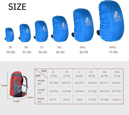 Unigear Backpack Rain Cover Waterproof Rating 5000mm, Ultraportable and Durable with 2 Anti-Slip Buckle Strap, Integrated Carry Pouch Design