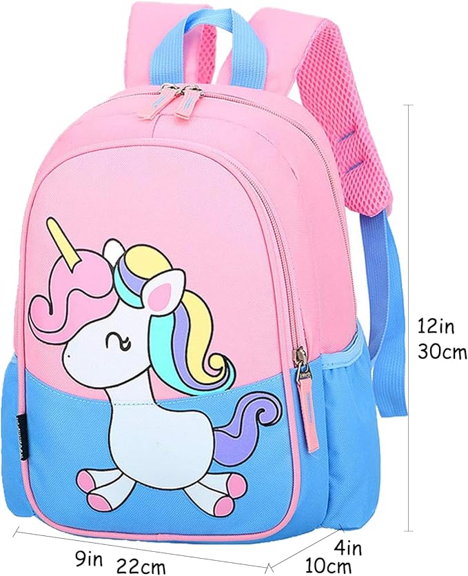 11 Inch Kids Small Toddler Preschool Travel Backpack Cool Cute Cartoon Daypack (Little Blue Unicorn)