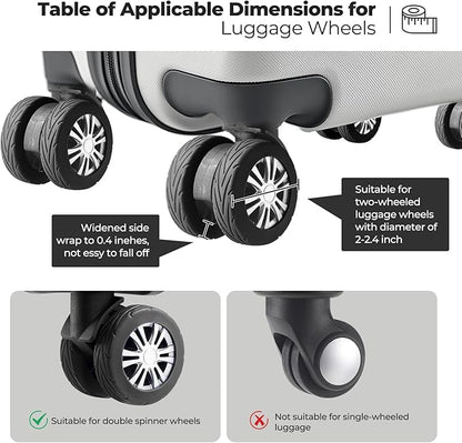 8 Pcs Upgrade Luggage Wheel Covers, Carry On Luggage Suitcases,Wear-Resistant, Anti-Noise, Silicone Wheel Protective Covers for 2-2.4" Spinner Wheel (Black)